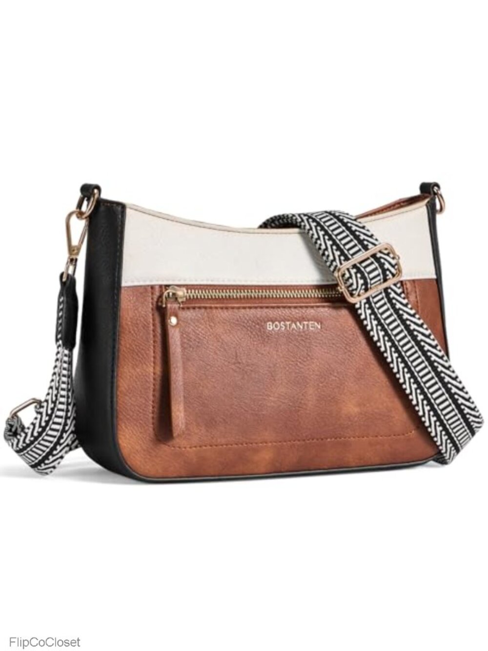 Vegan Leather Crossbody Bag Quilted Medium 5-Pocket Adjustable Detachable Strap